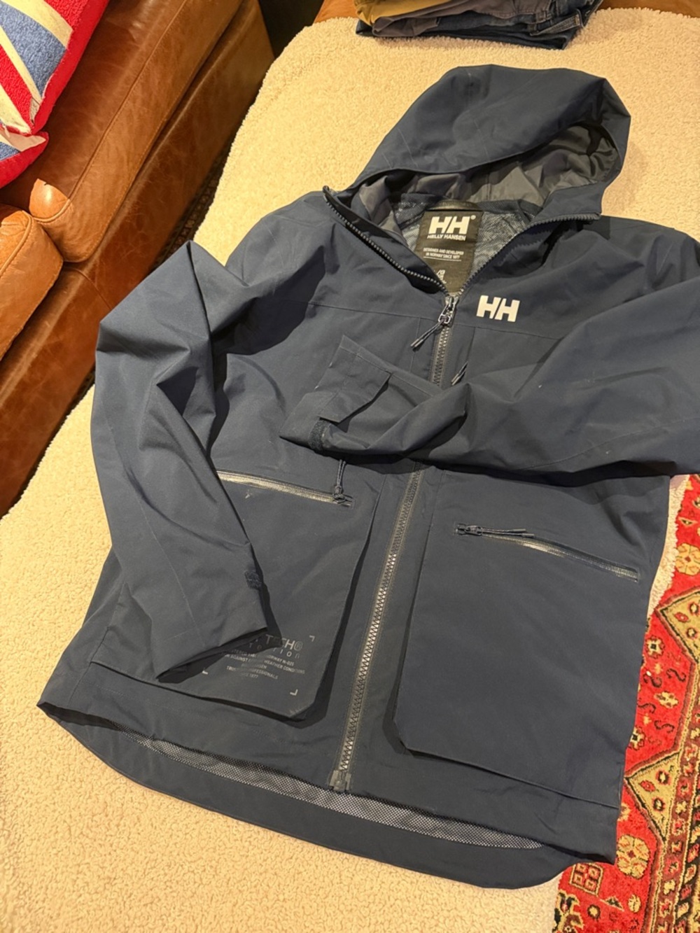 Helly Hansen Navy Hooded Waterproof Shell Jacket (L)